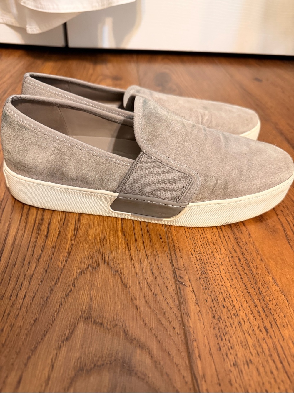 1. State Women's Slip-On Suede Sneakers in Light Gray